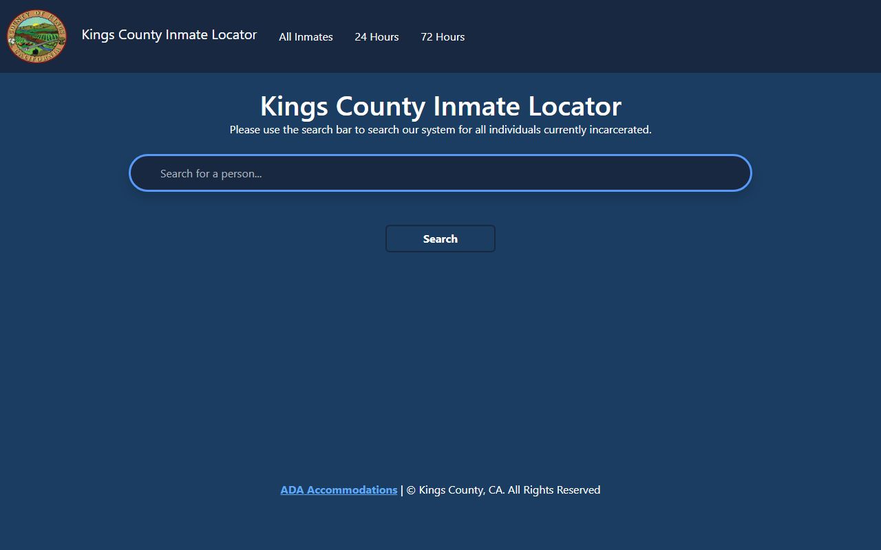 Kings County Sheriff inmate locator database for checking custody status